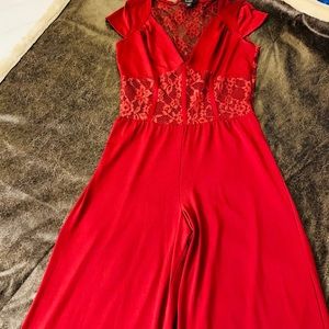Wine red lace jumpsuit